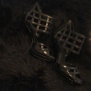 Black Caged Heels